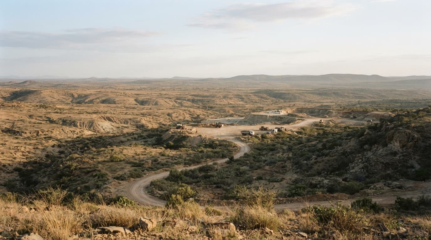 Aerial view of mining operations at Awbare